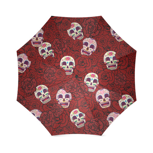 Rose Sugar Skull Foldable Umbrella (Model U01)