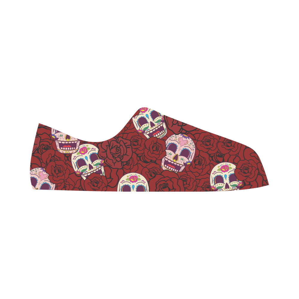 Rose Sugar Skull Aquila Microfiber Leather Women's Shoes (Model 031)