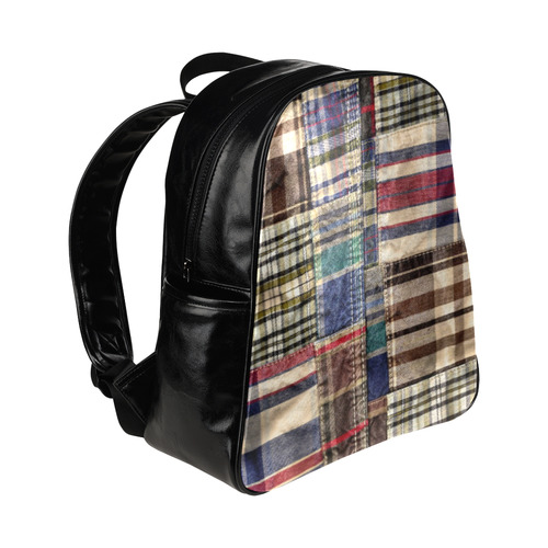 patchwork plaid / tartan Multi-Pockets Backpack (Model 1636)