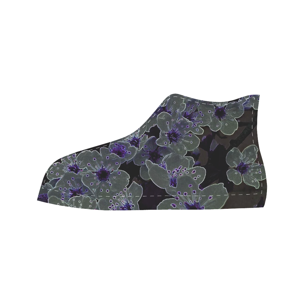 Glowing Flowers in the dark B by JamColors Aquila High Top Microfiber Leather Women's Shoes/Large Size (Model 032)