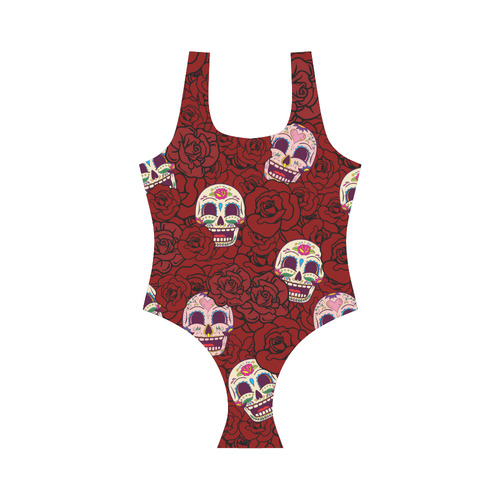 Rose Sugar Skull Vest One Piece Swimsuit (Model S04)