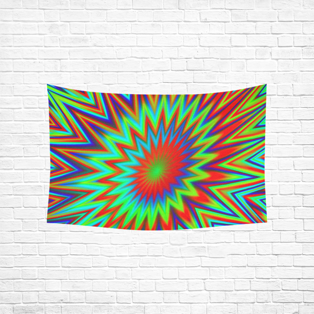 Red Yellow Blue Green Retro Explosion Of Color Cotton Linen Wall Tapestry 60"x 40"