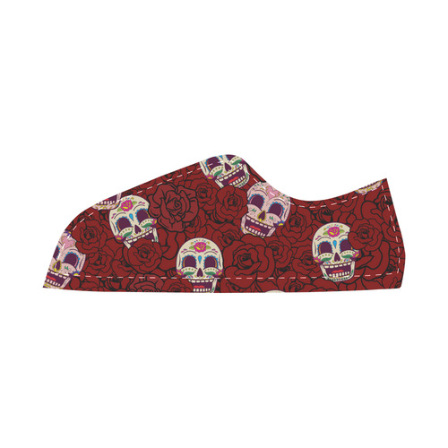 Rose Sugar Skull Canvas Shoes for Women/Large Size (Model 016)