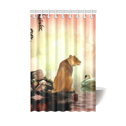 Awesome lioness in a fantasy world Shower Curtain 48"x72"