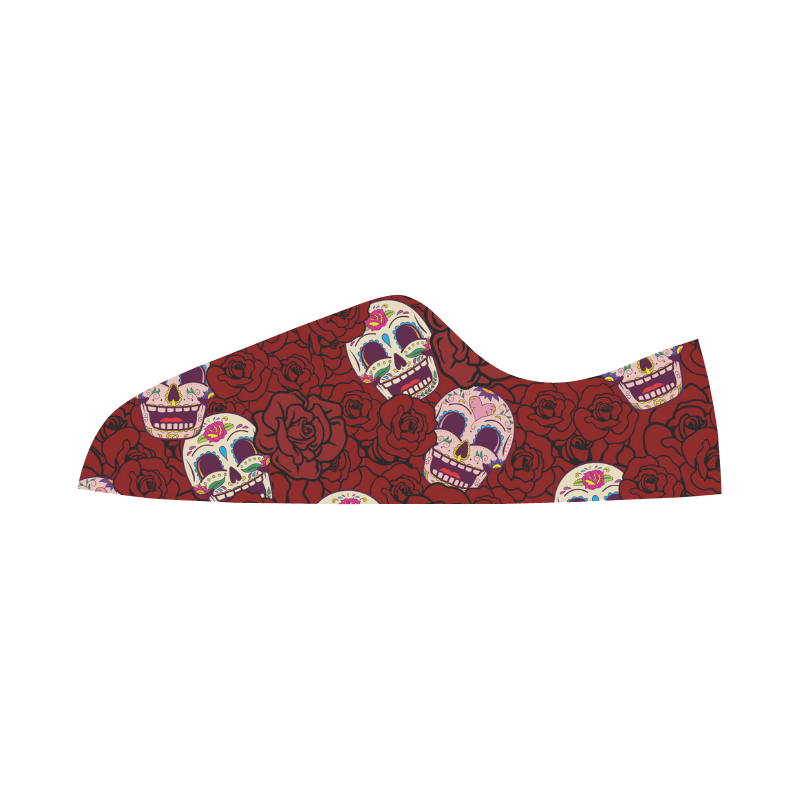 Rose Sugar Skull Women's Canvas Zipper Shoes/Large Size (Model 001)