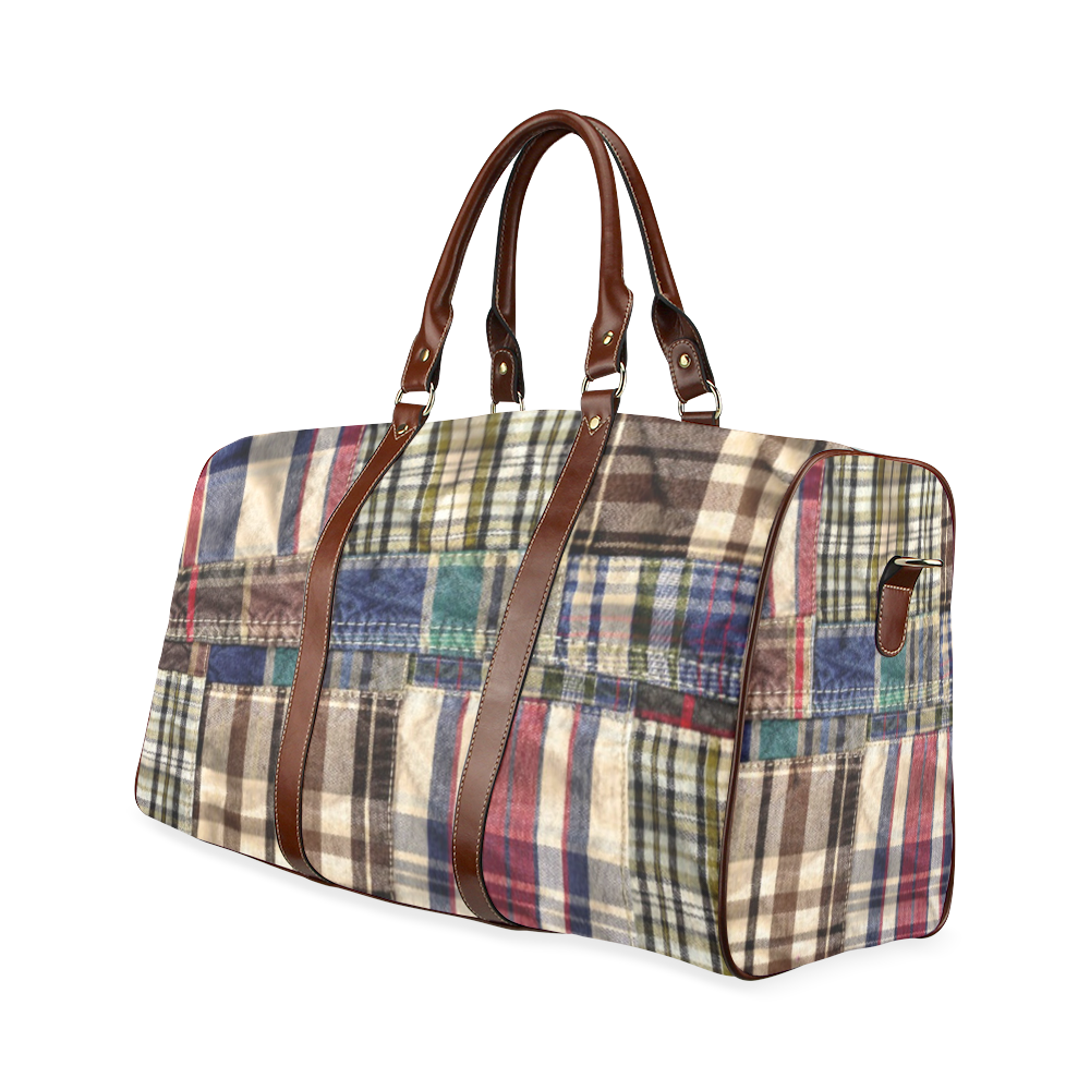 patchwork plaid / tartan Waterproof Travel Bag/Small (Model 1639)