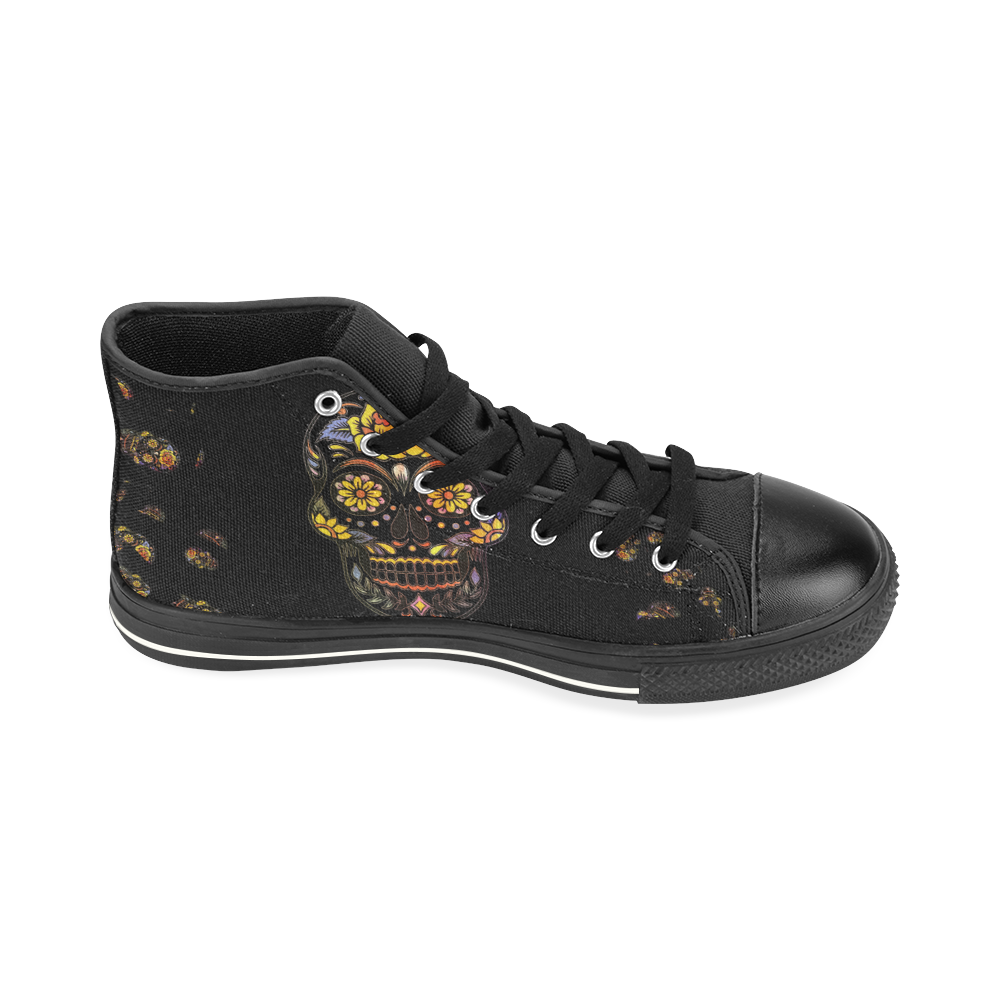 Skull20170310_by_JAMColors High Top Canvas Shoes for Kid (Model 017)