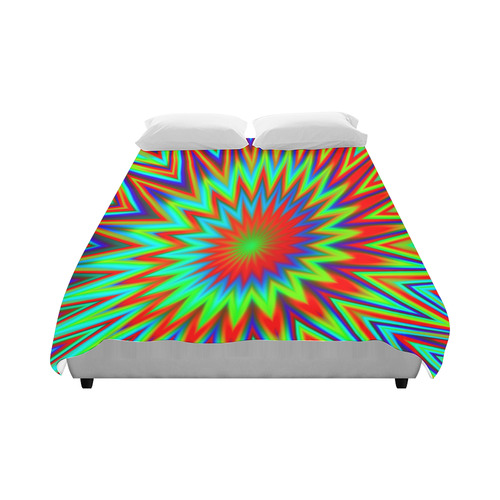 Red Yellow Blue Green Retro Psychedelic Color Explosion Duvet Cover 86"x70" ( All-over-print)