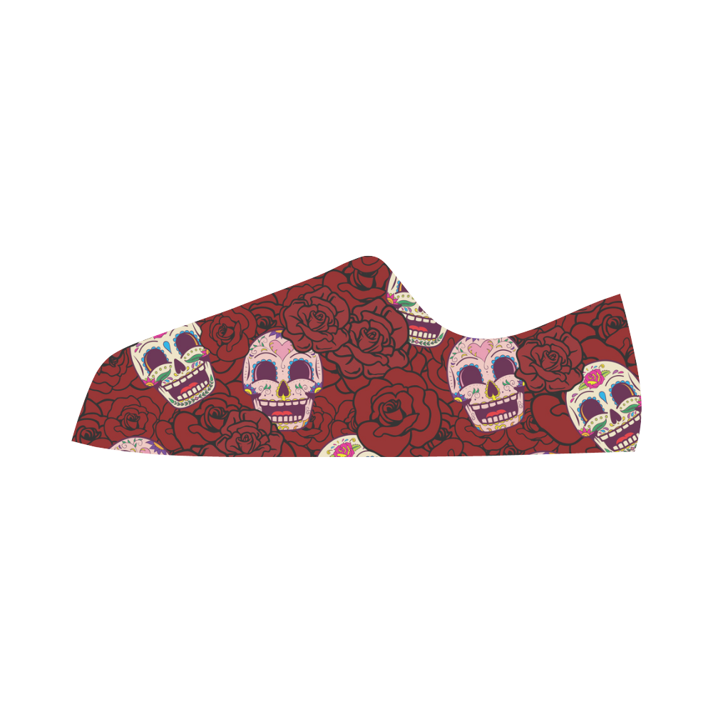 Rose Sugar Skull Aquila Microfiber Leather Women's Shoes (Model 031)