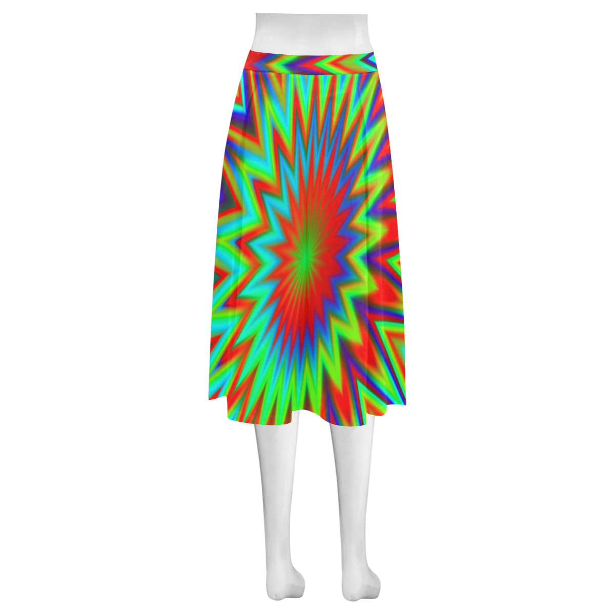 Red Yellow Blue Green Retro Color Explosion Mnemosyne Women's Crepe Skirt (Model D16)