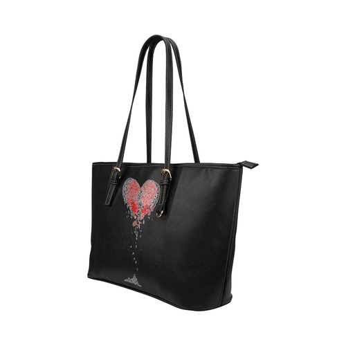 HEARTBROKEN Leather Tote Bag/Small (Model 1651)