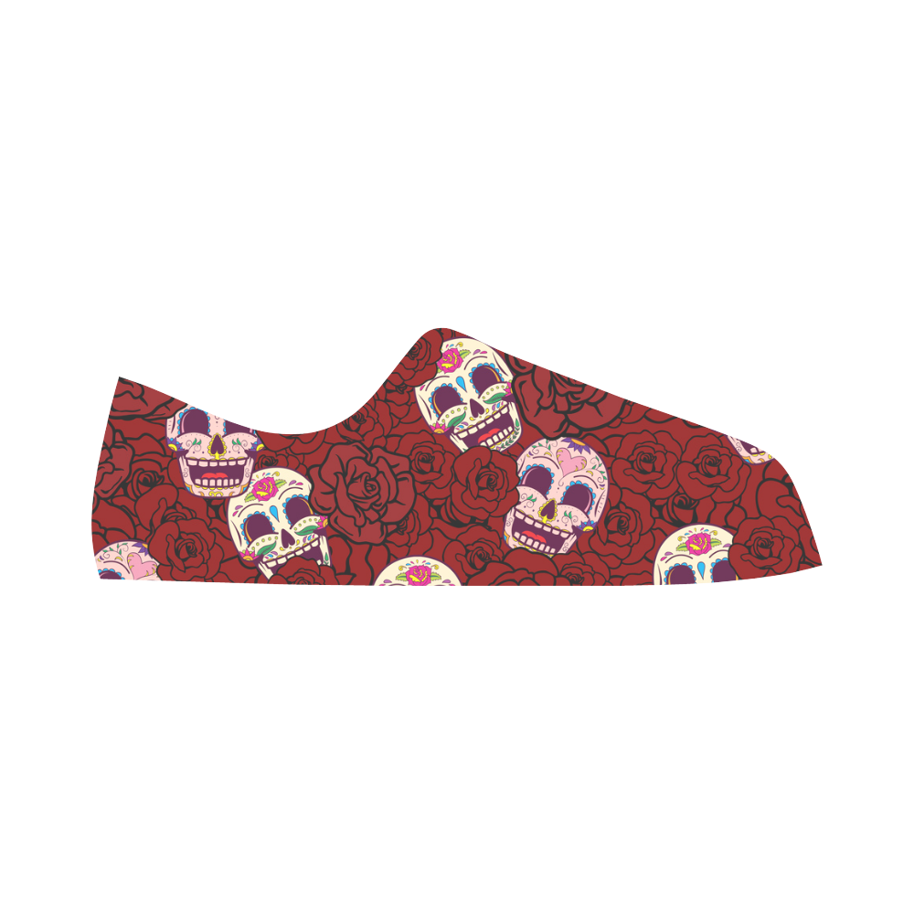 Rose Sugar Skull Aquila Microfiber Leather Women's Shoes/Large Size (Model 031)