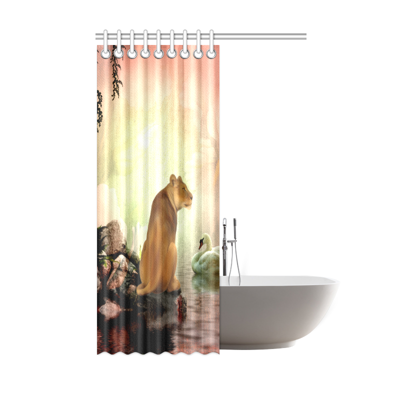 Awesome lioness in a fantasy world Shower Curtain 48"x72"