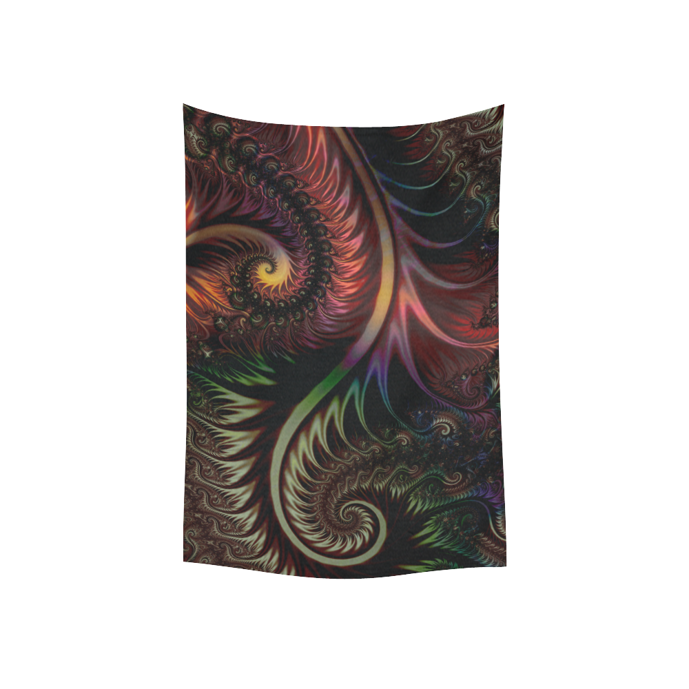fractal pattern with dots and waves Cotton Linen Wall Tapestry 40"x 60"