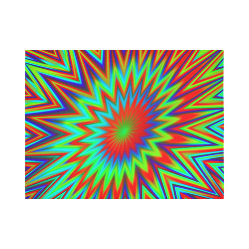 Red Yellow Blue Green Retro Psychedelic Explosion Of Color Cotton Linen Wall Tapestry 80"x 60"