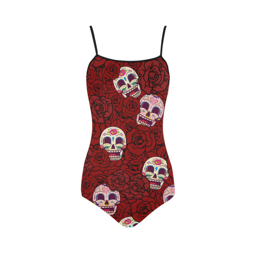 Rose Sugar Skull Strap Swimsuit ( Model S05)
