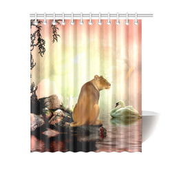 Awesome lioness in a fantasy world Shower Curtain 60"x72"