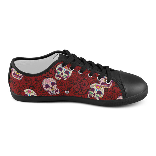 Rose Sugar Skull Canvas Shoes for Women/Large Size (Model 016)