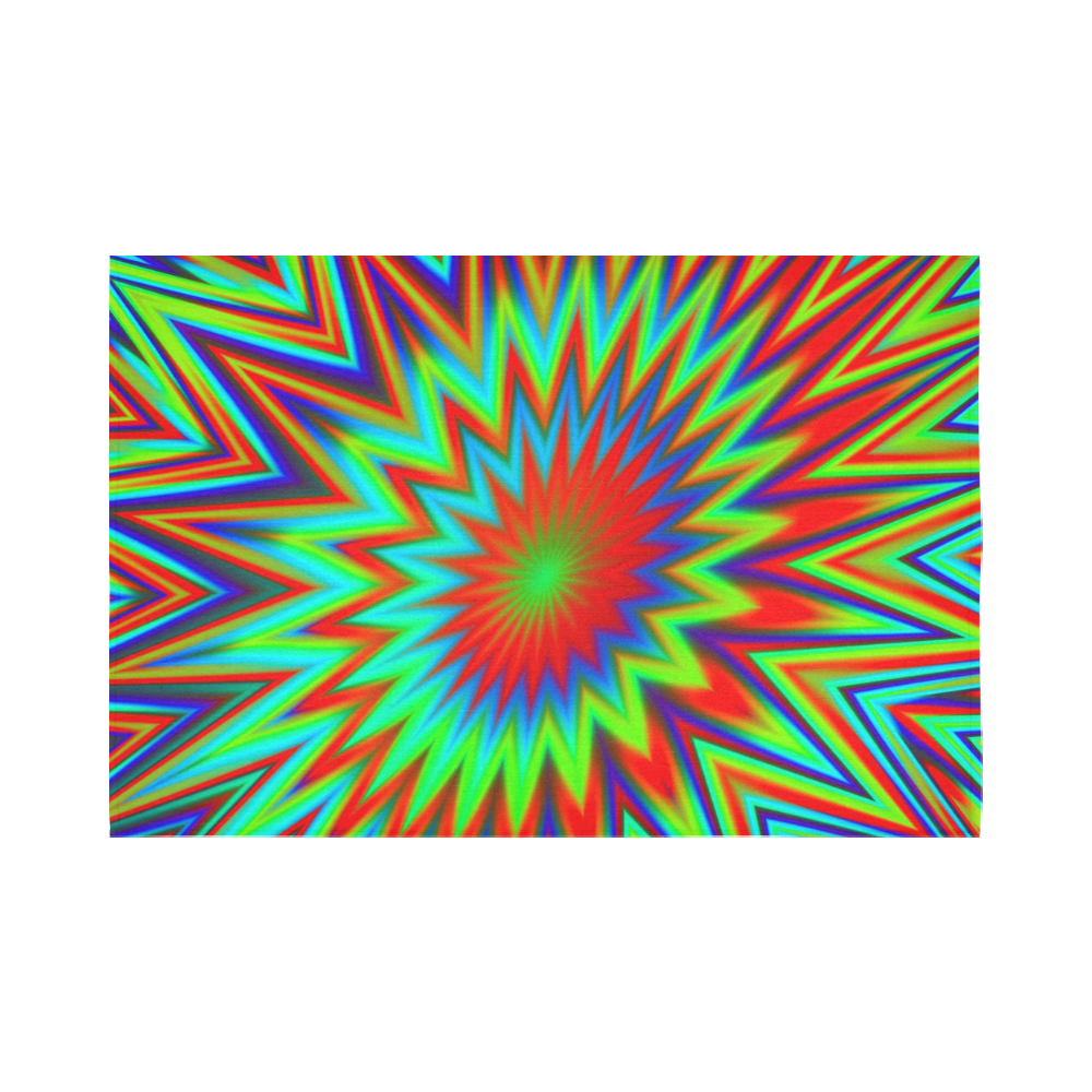 Red Yellow Blue Green Retro Psychedelic Color Explosion Cotton Linen Wall Tapestry 90"x 60"