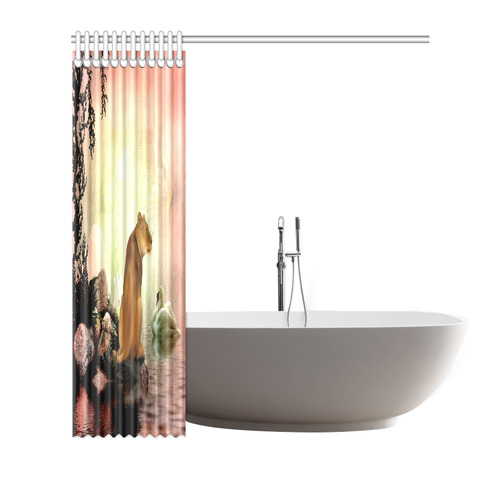 Awesome lioness in a fantasy world Shower Curtain 72"x72"