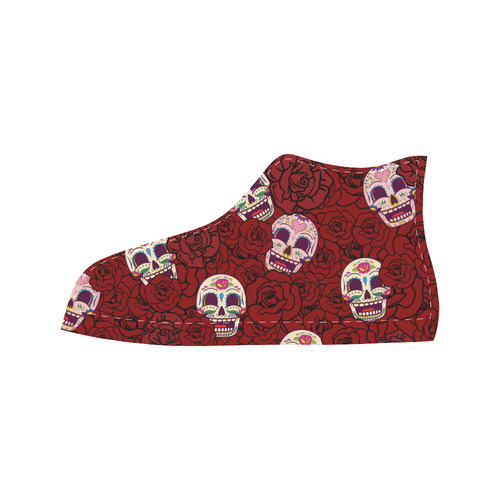 Rose Sugar Skull Aquila High Top Microfiber Leather Men's Shoes/Large Size (Model 032)