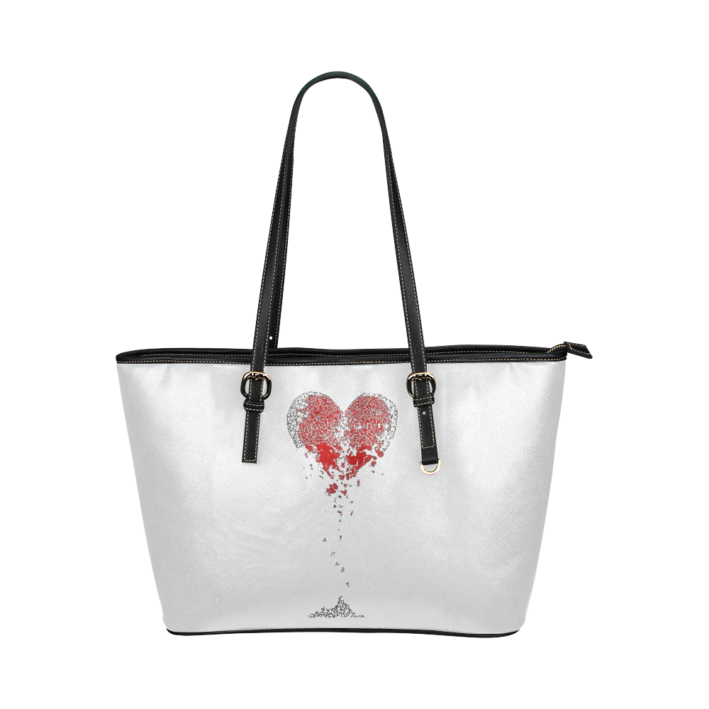 HEARTBROKEN Leather Tote Bag/Small (Model 1651)