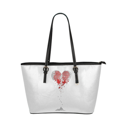 HEARTBROKEN Leather Tote Bag/Small (Model 1651)