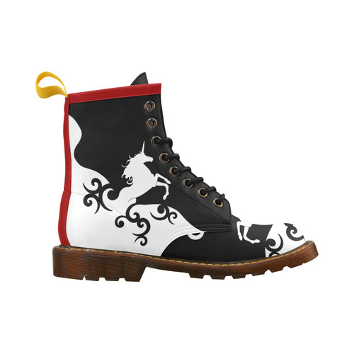 Black and White Shadowworld of Unicorns High Grade PU Leather Martin Boots For Women Model 402H