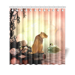 Awesome lioness in a fantasy world Shower Curtain 69"x70"