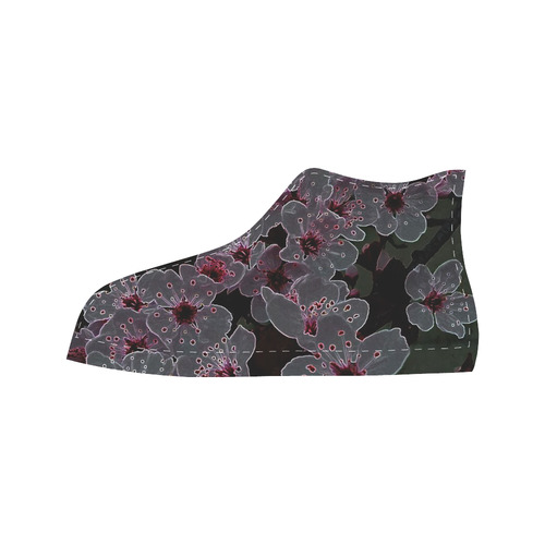 Glowing Flowers in the dark A by JamColors Aquila High Top Microfiber Leather Women's Shoes (Model 032)