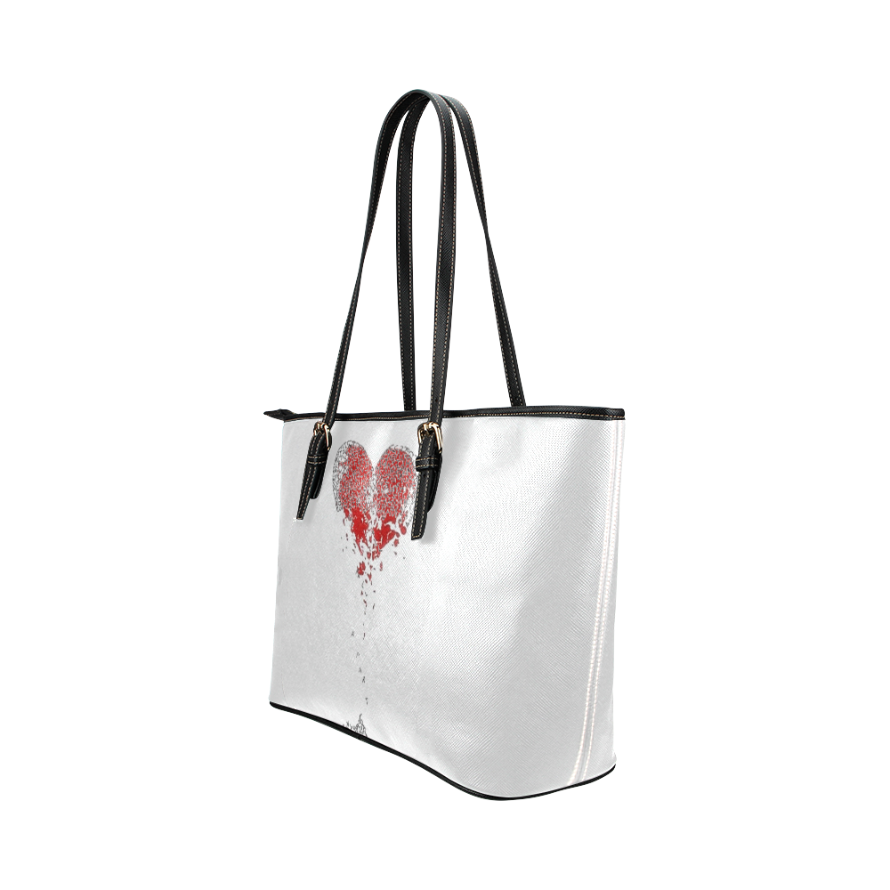 HEARTBROKEN Leather Tote Bag/Small (Model 1651)