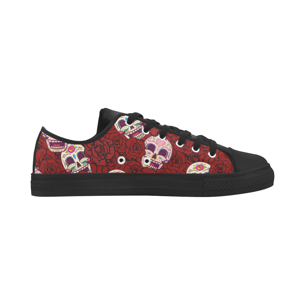 Rose Sugar Skull Aquila Microfiber Leather Women's Shoes (Model 031)