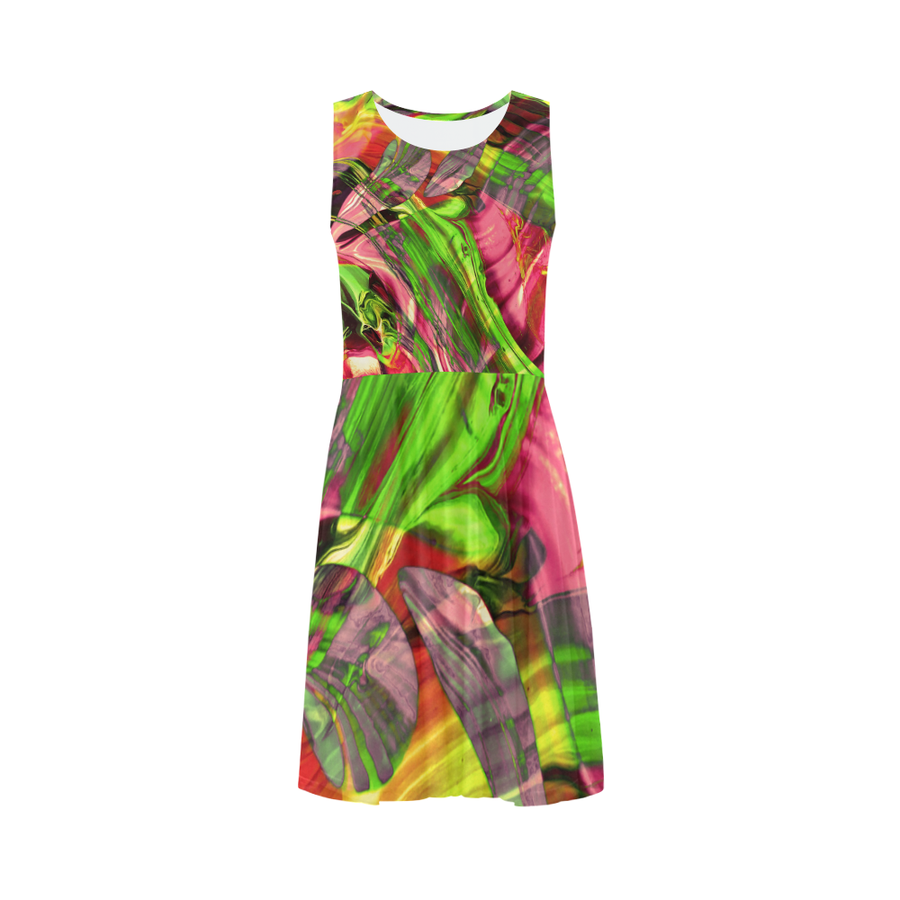 DRESS ABSTRACT COLORFUL PAINTING I-B_no2 Sleeveless Ice Skater Dress (D19)