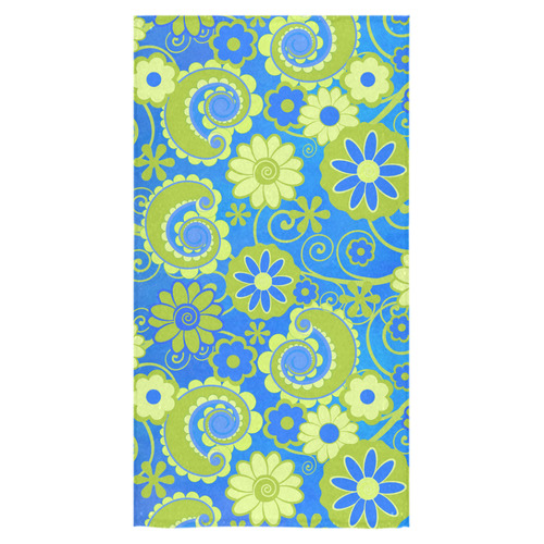 Blue Lime Fun Flowers Print Bath Towel Bath Towel 30"x56"