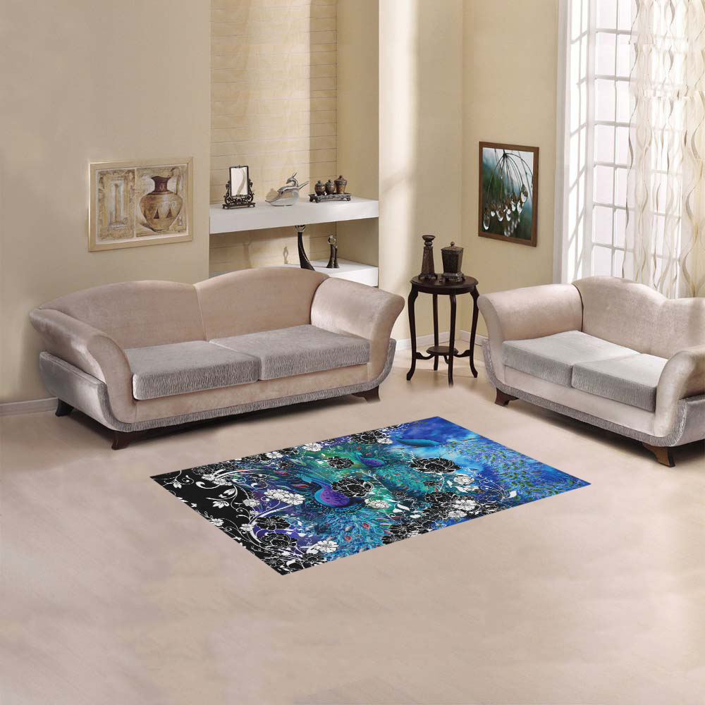 Peacock Garden Flowers Art Print Area Rug Area Rug 2'7"x 1'8‘’