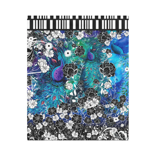 Peacock Flower Scroll Stripe Print Duvet Cover by Juleez Duvet Cover 86"x70" ( All-over-print)