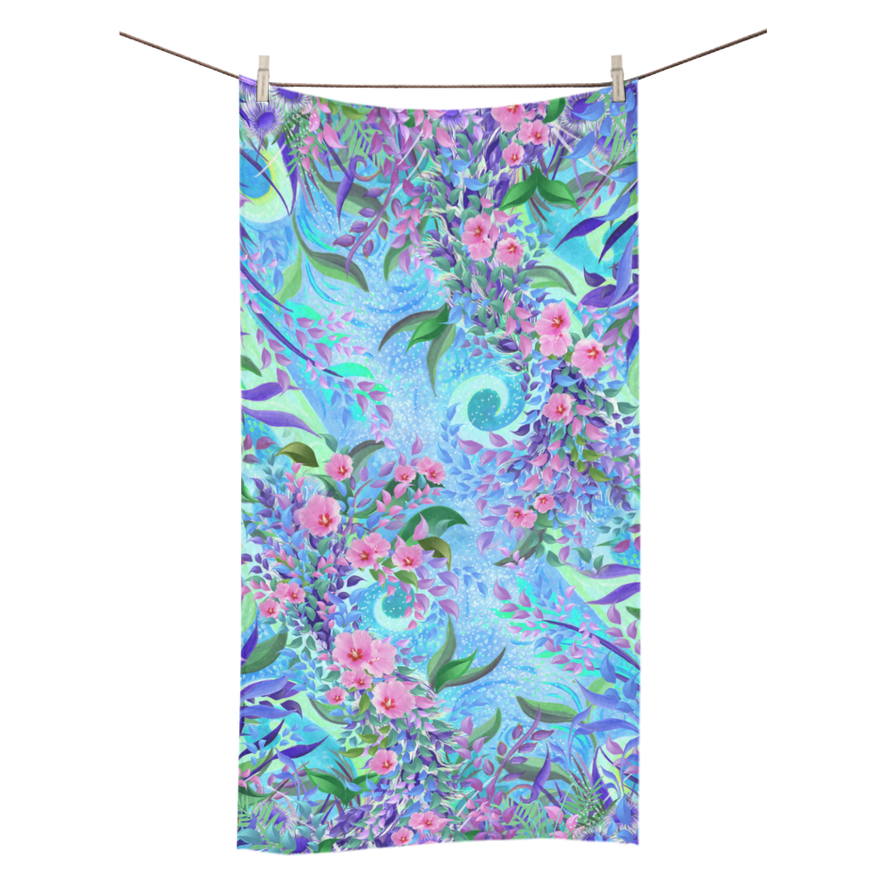 Blue Lavender Flower Field Print Towel Bath Towel 30"x56"