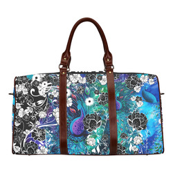 Peacock Flower Scroll Stripe Print Travel Bag Waterproof Travel Bag/Small (Model 1639)