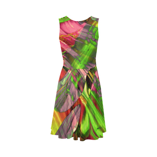 DRESS ABSTRACT COLORFUL PAINTING I-B_no4 Sleeveless Ice Skater Dress (D19)