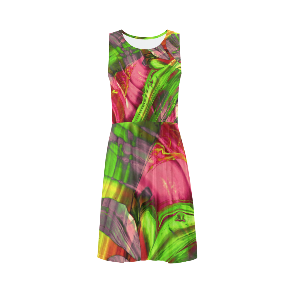 DRESS ABSTRACT COLORFUL PAINTING I-B_no4 Sleeveless Ice Skater Dress (D19)
