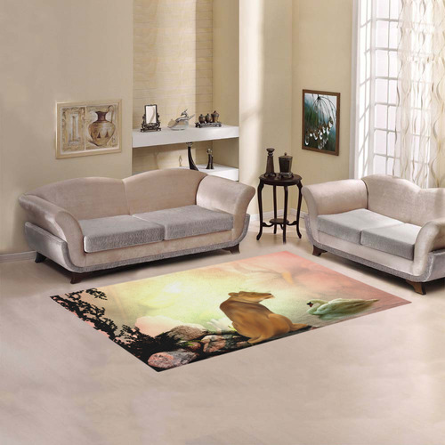 Awesome lioness in a fantasy world Area Rug 5'x3'3''