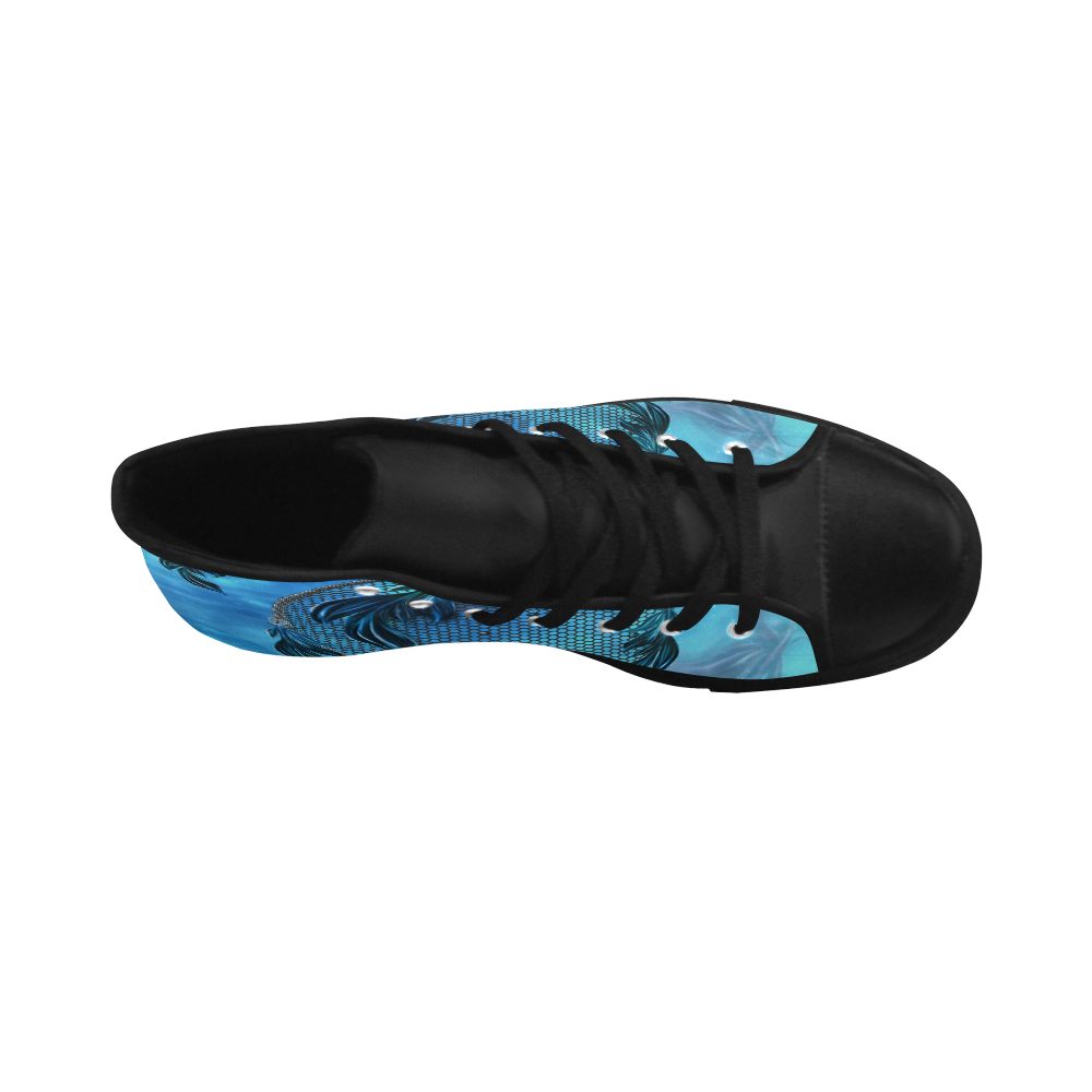Dreamcatcher, blue colors Aquila High Top Microfiber Leather Women's Shoes/Large Size (Model 032)