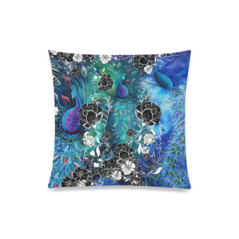 Peacock Garden Flowers Art Print Pillow by Juleez Custom Zippered Pillow Case 20"x20"(Twin Sides)