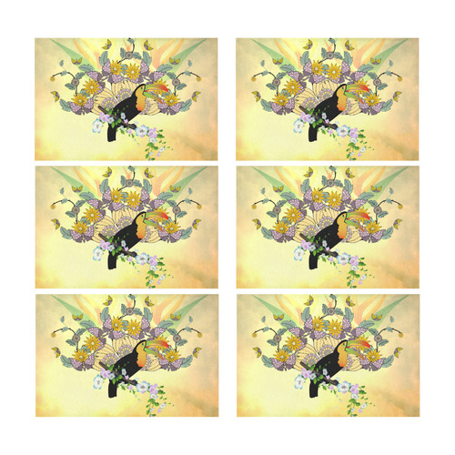 Toucan with flowers Placemat 12’’ x 18’’ (Set of 6)