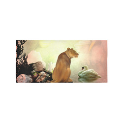 Awesome lioness in a fantasy world Area Rug 7'x3'3''