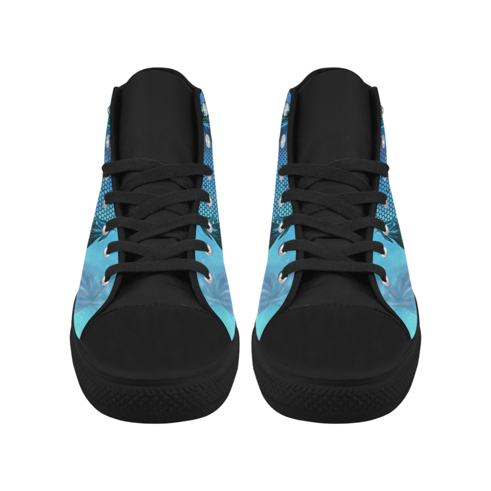 Dreamcatcher, blue colors Aquila High Top Microfiber Leather Men's Shoes/Large Size (Model 032)
