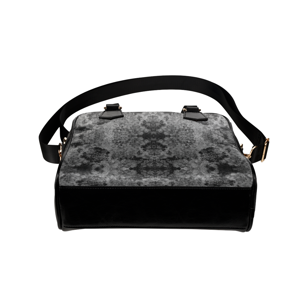 Floral Damask Dark Gray Shoulder Handbag (Model 1634)