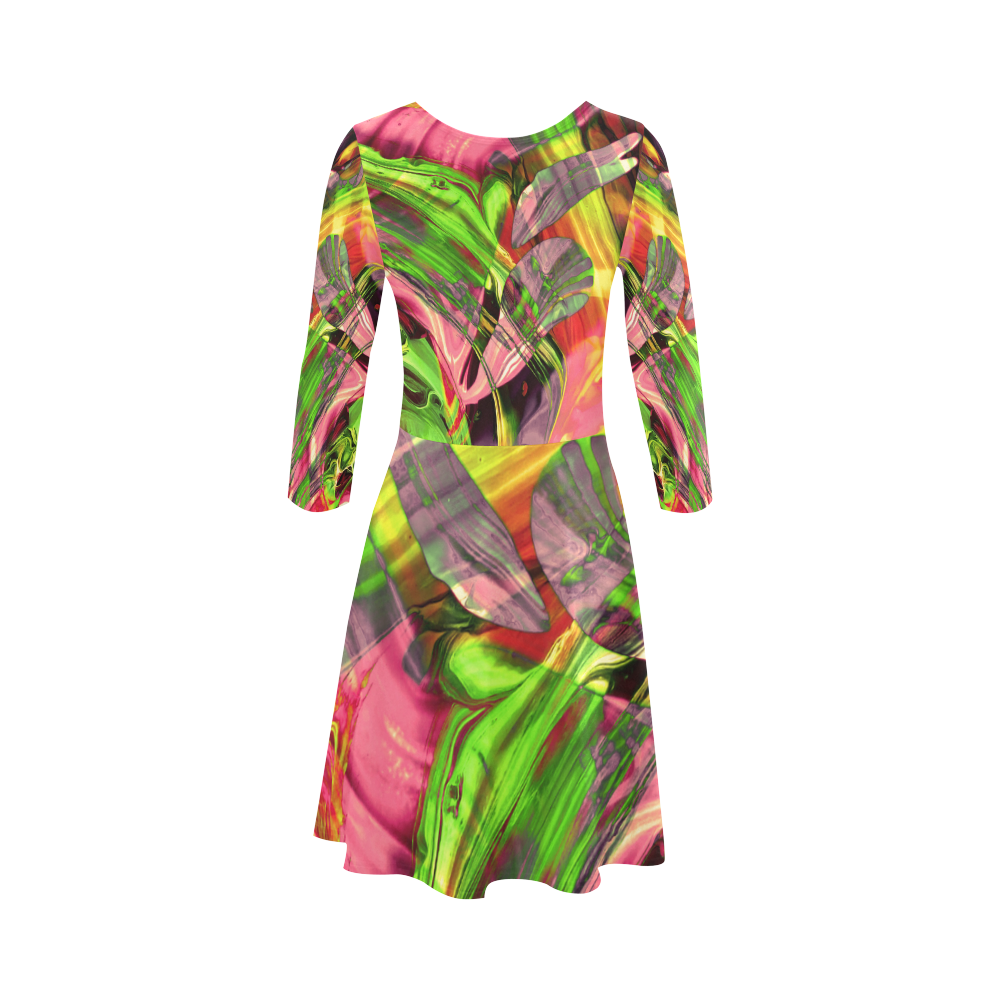 ABSTRACT COLORFUL PAINTING I-B_no7 3/4 Sleeve Sundress (D23)
