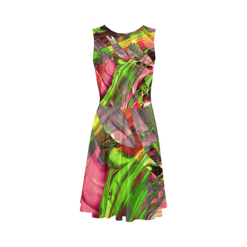 DRESS ABSTRACT COLORFUL PAINTING I-B no1 Sleeveless Ice Skater Dress (D19)