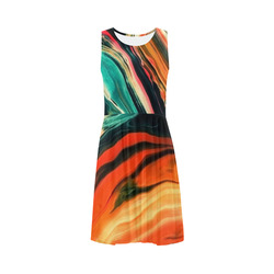 DRESS ABSTRACT COLORFUL PAINTING II-B3 no4 Sleeveless Ice Skater Dress (D19)